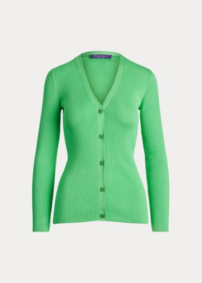 Cárdigan Ralph Lauren Mujer Verde Menta Verdes - Rib-Knit Silk - GMQUZ8705